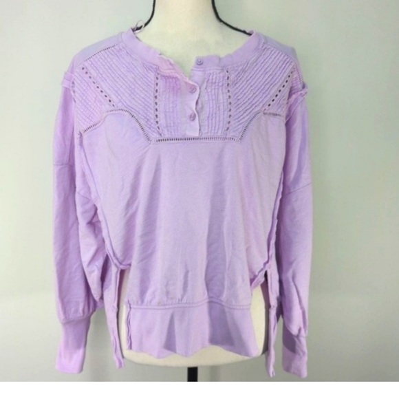 Anthropologie Pilcro Pintuck Sweatshirt Lavender XXS NWT J y2k streetwear - Picture 4 of 8